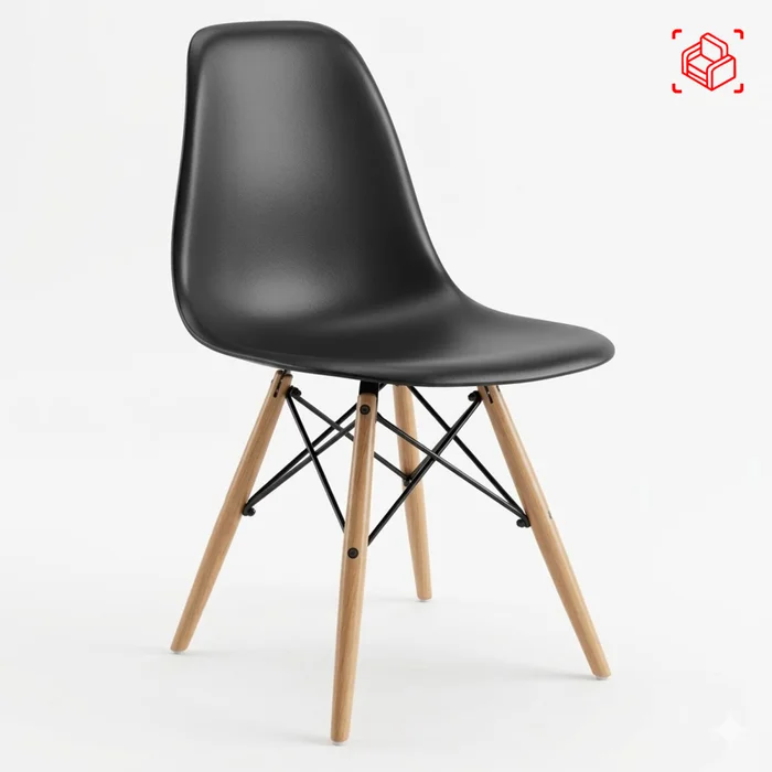 Silla De Comedor Polipropileno-y-madera Negro Estilo Eames en Negro - Sillas, Uruguay | Divino, vista 3