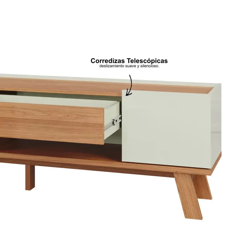 Rack 183cm Linea Lisboa 100% MDF en Madera natural - Muebles para TV, Uruguay | Balton, vista 5
