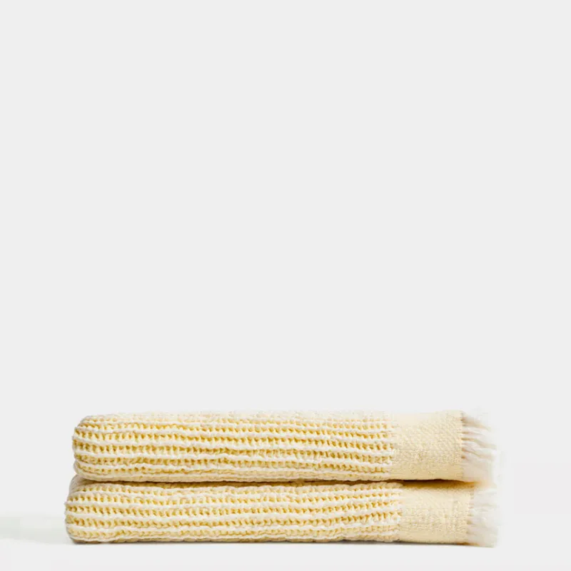 Manta Lideba de algodón rayas - rayas amarillo 100 x 170 cm en Amarillo - Textiles, Uruguay | Kavehome