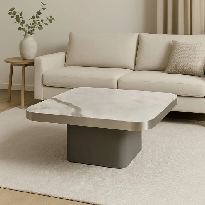 MESA DE CENTRO TRIESTE BLANCO CUADRADO/A en Gris - Mesas de comedor, Uruguay | Viasono