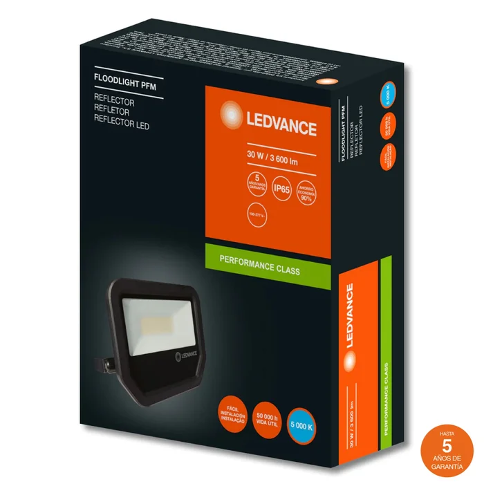 Proyector LED LEDVANCE OSRAM 30W Luz Fría en Negro - Lámparas colgantes, Uruguay | Serlux, vista 2