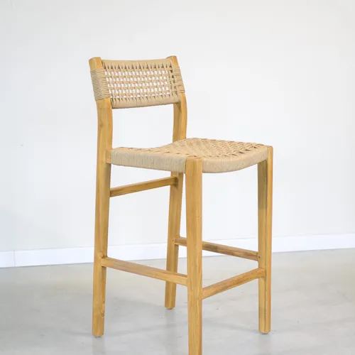Banqueta en teca y loom sintético - Butacas, banquetas y puffs, Uruguay | Entrecasa
