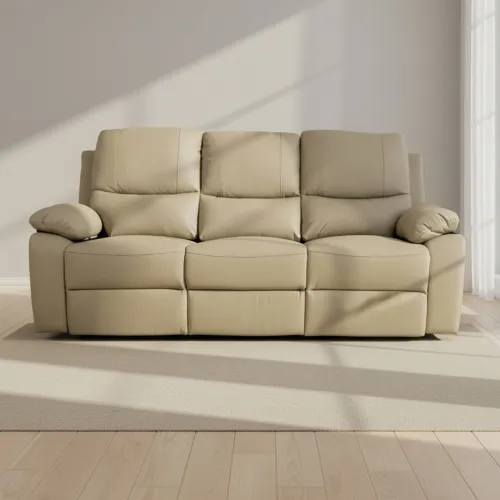 Recliner Manual 3 Cuerpos Cuero-y-simil-cuero Marron Lina Taupe en Beige - Sillones y sofás, Uruguay | Divino