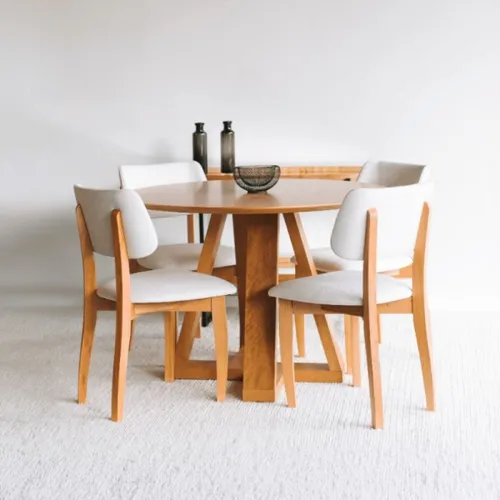 Mesa Minimal Redonda en Madera natural - Mesas de comedor, Uruguay | Fabrica Italiana