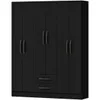 Ropero Armario 6 puertas 2 cajones con estantes y perchero interior natural 172X136X35 - Negro en Negro - Roperos y placares, Uruguay | Mulata, vista 3 de 6