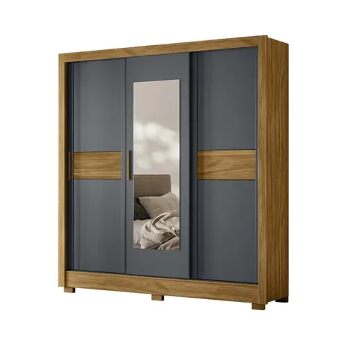 Ropero 3 Puertas Corredizas 2 Cajones Con Espejo Mdp - Roperos y placares, Uruguay | Lais Muebles