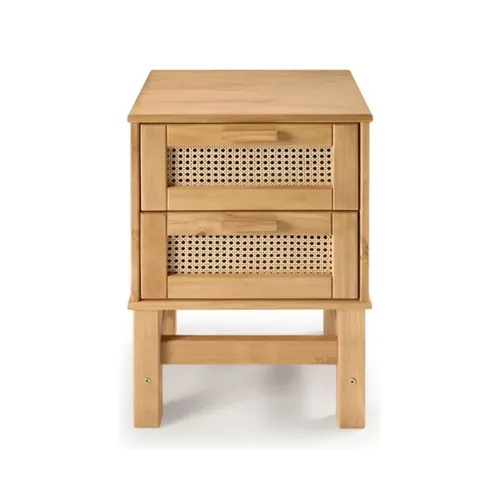 Mesa de Luz Madera de Pino y Rattán Natural - Linea Yakarta - Mesas de luz, Uruguay | Berna home