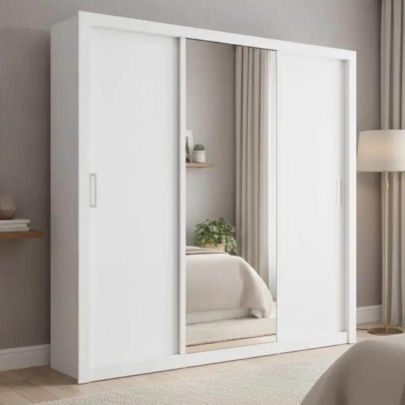 Ropero puertas corredizas - Blanco en Blanco - Roperos y placares, Uruguay | La Cueva Muebles