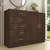 Comoda Cajonera para Dormitorio de 5 Cajones 2 Puertas y 1 Estante interno - FE - Marron en Marrón - Cómodas, Uruguay | Mulata, vista 2 de 5