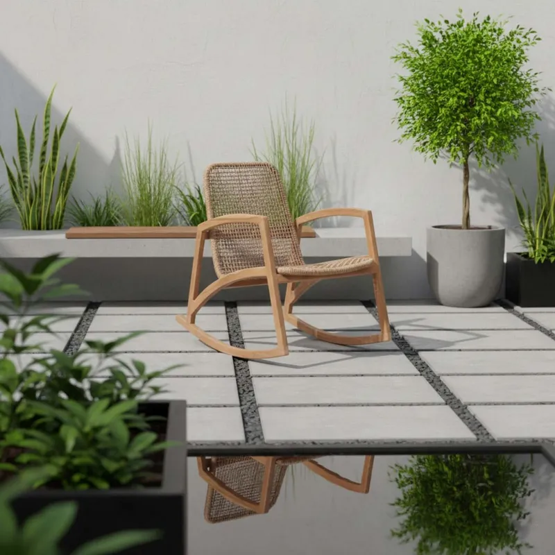 Butaca Mecedora Madera Natural-beige Curazao en Beige - Muebles para el exterior, Uruguay | Divino