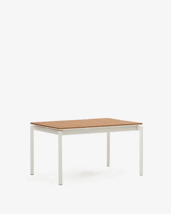 Mesa extensible de exterior Canyelles de polimadera y aluminio - blanco mate 140 (200) x 90 cm en Blanco, Marrón - Mesas de comedor, Uruguay | Kavehome