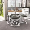 Mesa redonda 90 diámetro con 4 bancos canela y Blanco en Multicolor - Mesas de comedor, Uruguay | Champagne Home, vista 2 de 4