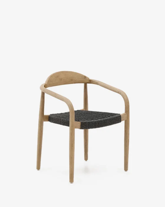 Silla Nina madera maciza - de acacia y cuerda negro en Negro - Sillas, Uruguay | Kavehome