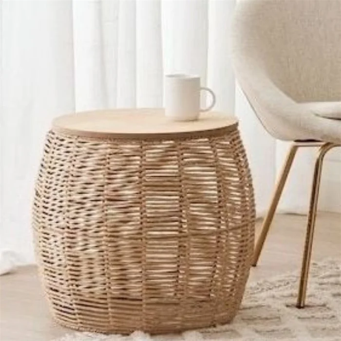 MESA AUXILIAR D56x55CM POLIRRATAN NATURAL en Madera natural - Mesas de comedor, Uruguay | Decohogar, vista 3