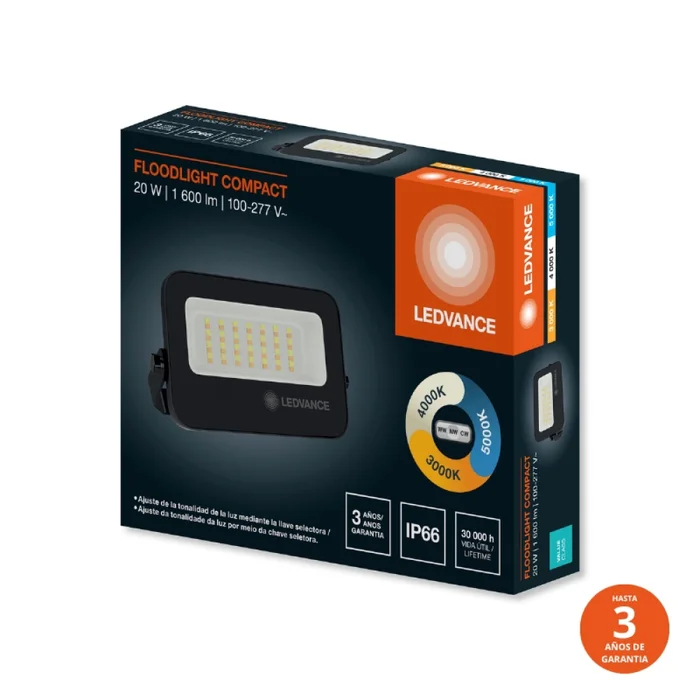 Foco LED LEDVANCE Compact IP66 20W CCT Negro en Negro - Lámparas colgantes, Uruguay | Serlux, vista 2