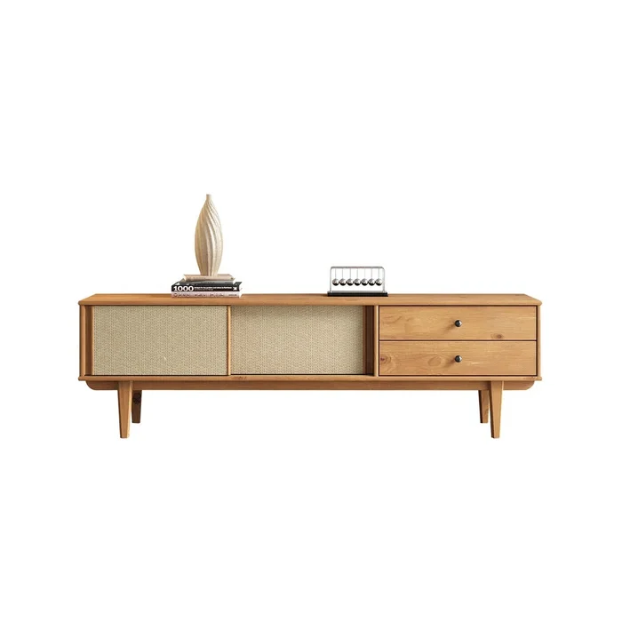 Rack TV 175CM con Ratan Serena - Madera Maciza en Madera natural - Muebles para TV, Uruguay | Balton, vista 10