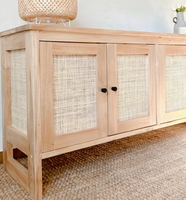 Rack con puertas y laterales en esterilla natural en Madera natural - Muebles, Uruguay | Decoramuss, vista 6
