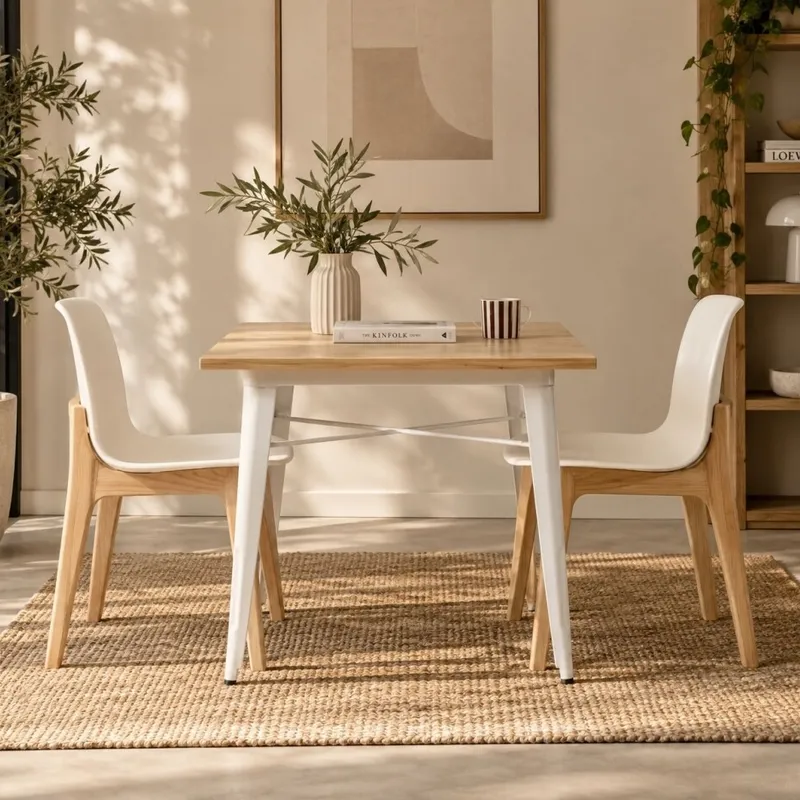 Mesa Tolix 80x80 cm - Blanco en Blanco - Mesas de comedor, Uruguay | Samic