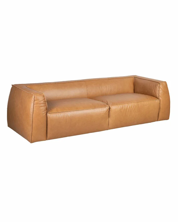 Sofá 3 Cuerpos Cuero Marron Tufa Camel en Beige - Sillones y sofás, Uruguay | Divino, vista 2