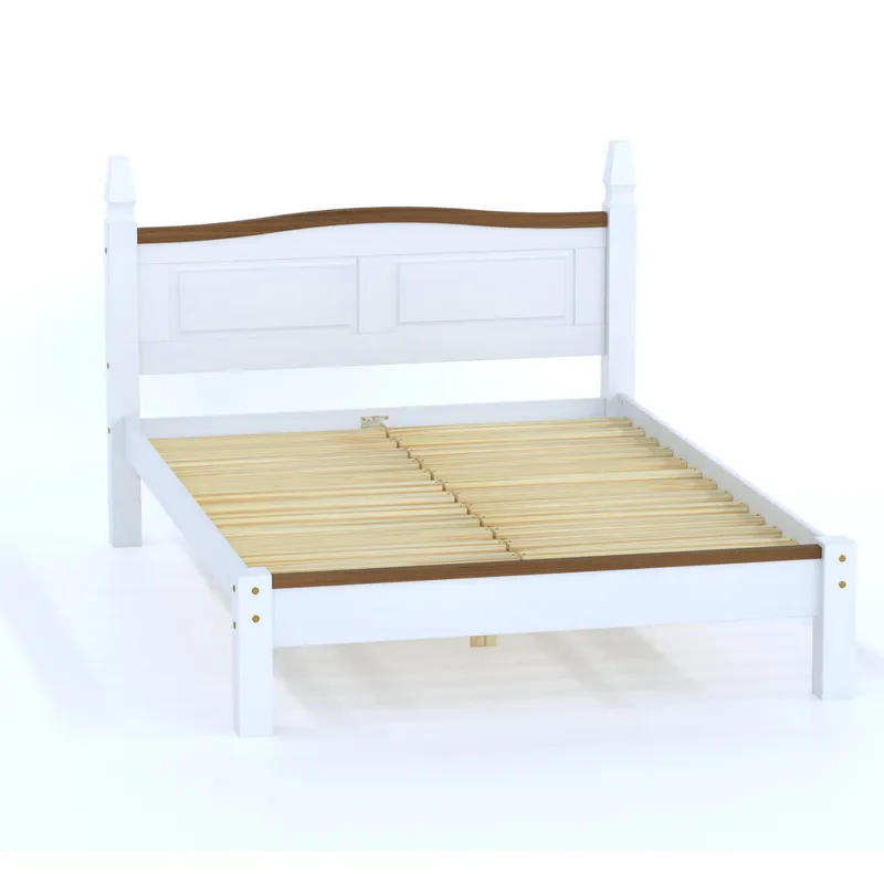 Cama 2 plazas línea Naturale - Blanco/ Nogal en Multicolor - Dormitorio, Uruguay | La Cueva Muebles
