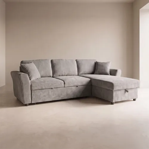 Sofá Cama Chaise/baúl Tela Gris Bristol en Gris - Sillones y sofás, Uruguay | Divino
