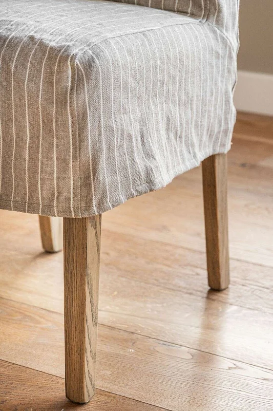 FUNDA SILLA AÑO 50 - LINO ALTO GRAMAJE RAYADO BEIGE en Multicolor - Sillas, Uruguay | La Iberica, vista 6