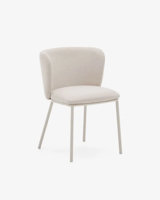 Silla Ciselia de chenilla beige y acero beige FSC Mix Credit en Beige - Sillas, Uruguay | Kavehome