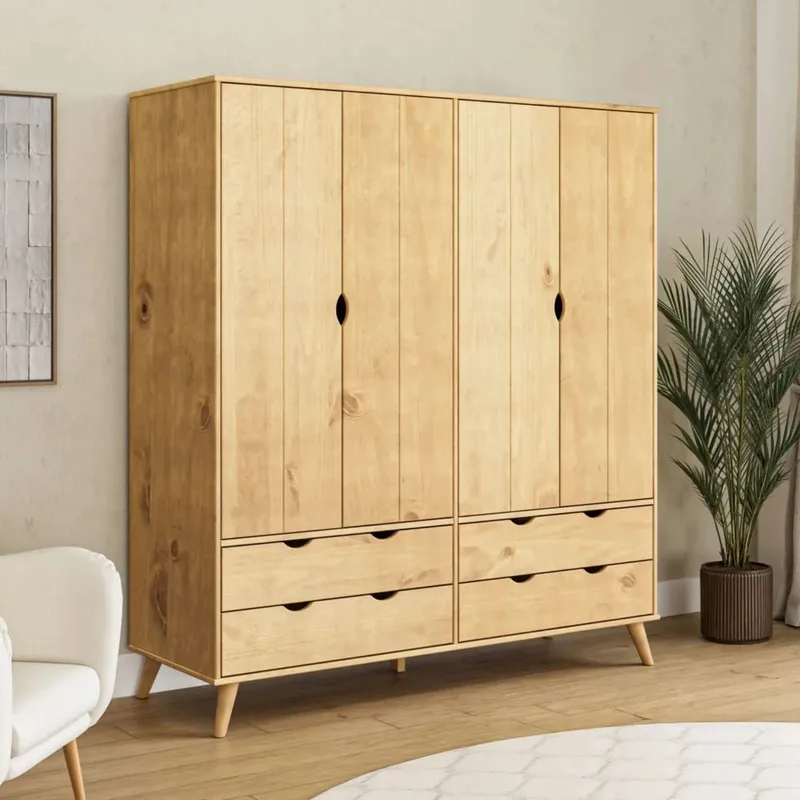 Ropero 4 Puertas - 4 Cajones - Línea Berlin - Marrón en Marrón - Roperos y placares, Uruguay | Ecowood