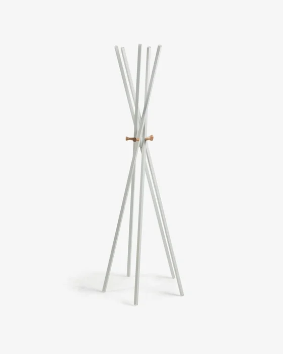 Perchero Chelsey acero blanco y madera maciza de caucho 170 cm en Blanco - Percheros y colgadores, Uruguay | Kavehome