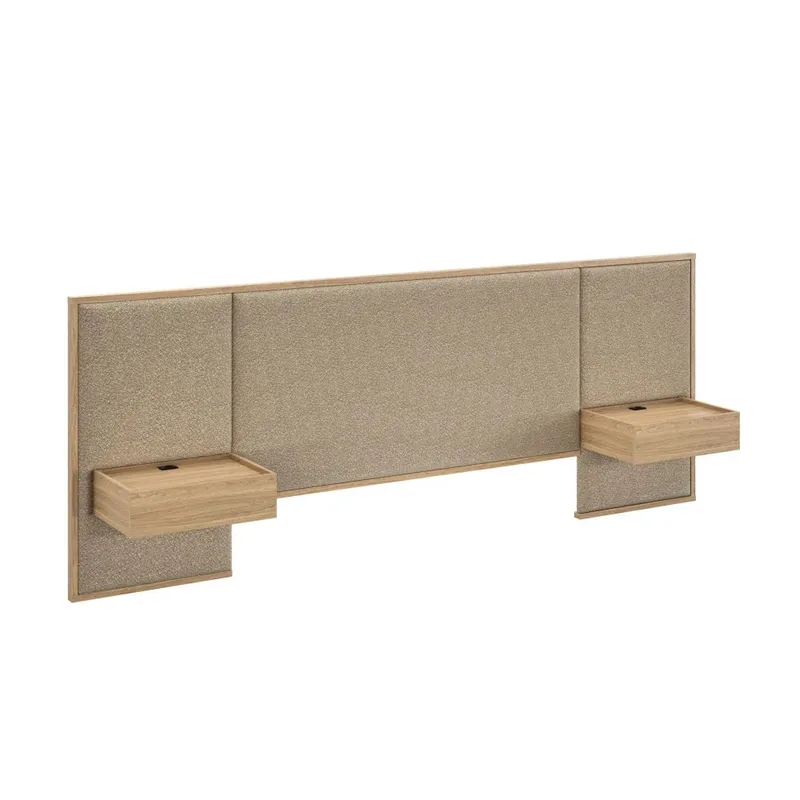 Respaldo King con mesa de luz Tapizado Full - Nordik - Text Frizz - Respaldos de cama, Uruguay | Ecowood