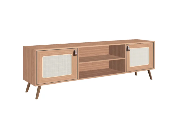 Rack TV Praga con Tela 140 cm - Peroba en Madera natural - Muebles para TV, Uruguay | Berna home