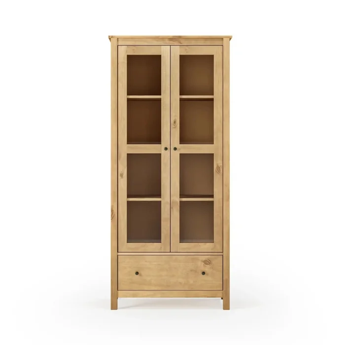 Cristalero 2 Puertas 1 Cajón Material Natural - Mari - Miel en Madera natural - Aparadores y recibidores, Uruguay | Rústico Hogar, vista 3