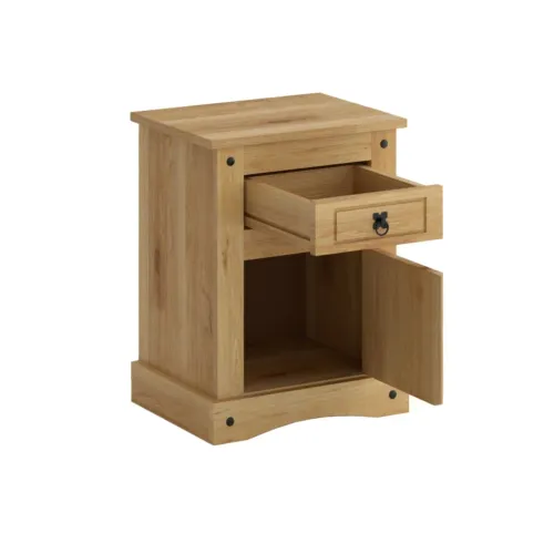 Mesa de luz 1 puerta 1 cajón - Linea mexicana - Blanco en Blanco - Mesas de luz, Uruguay | Nario Hogar