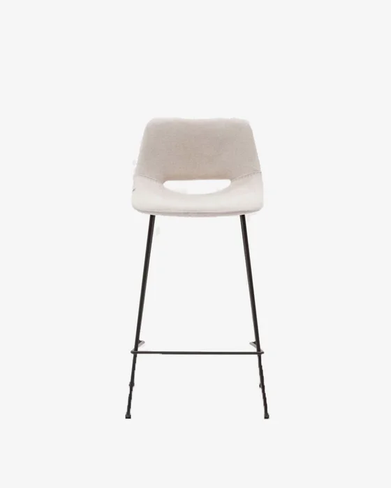 Taburete Zahara - beige y acero con acabado negro altura 65 cm en Marrón - Butacas, banquetas y puffs, Uruguay | Kavehome, vista 6