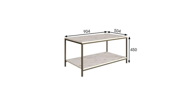 Mesa de Centro Ratona Rectangular Tapa Doble (Mármol y Hierro Dorado) en Blanco - Mesas de living, Uruguay | Berna Home, vista 5
