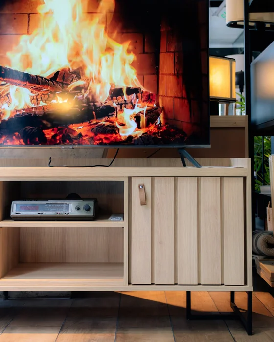Rack Trendy 180 cm - Crudo (Pie Negro) en Blanco - Muebles para TV, Uruguay | Berna Home, vista 5