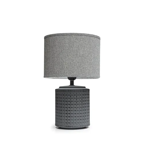 LAMPARA DE MESA BASE PORCELANA GRIS. 23X23X38CM en Gris - Lámparas de mesa, Uruguay | Koz
