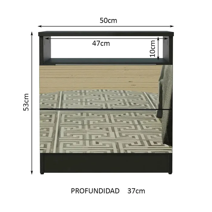 Mesa de Luz con 2 Cajones y Espejo en Rustic - Mesas de luz, Uruguay | Balton, vista 19