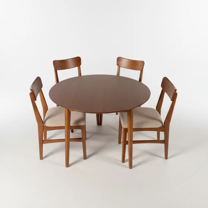 Juego de Comedor Olmo - Mesa redonda 115 + 4 sillas - Honey en Marrón - Mesas de comedor, Uruguay | NYR, vista 3