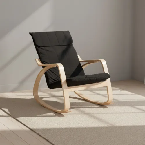 Silla Sillón Flex Tela-y-madera Negro Rocking en Negro - Sillones y sofás, Uruguay | Divino