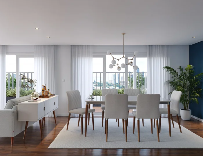 Mesa de comedor Abbey - Con Vidrio - 184 - Off White y Natural en Blanco, Uruguay | NYR, vista 2