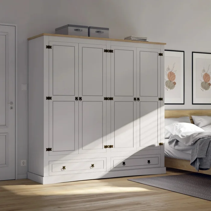 Ropero 4 Puertas - Madera Maciza - Línea Monterrey - Blanco - Roperos y placares, Uruguay | Ecowood, vista 2