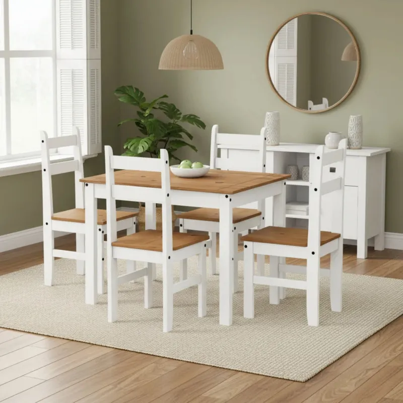 Juego de Comedor 4 Sillas - Línea Monterrey - Blanco en Blanco - Sillas, Uruguay | Ecowood