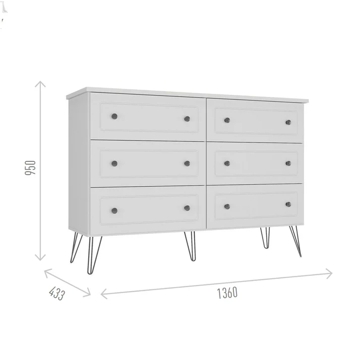 Cómoda Americana PLUS - 6 cajones - Blanco en Blanco - Cómodas, Uruguay | Rústico Hogar, vista 5