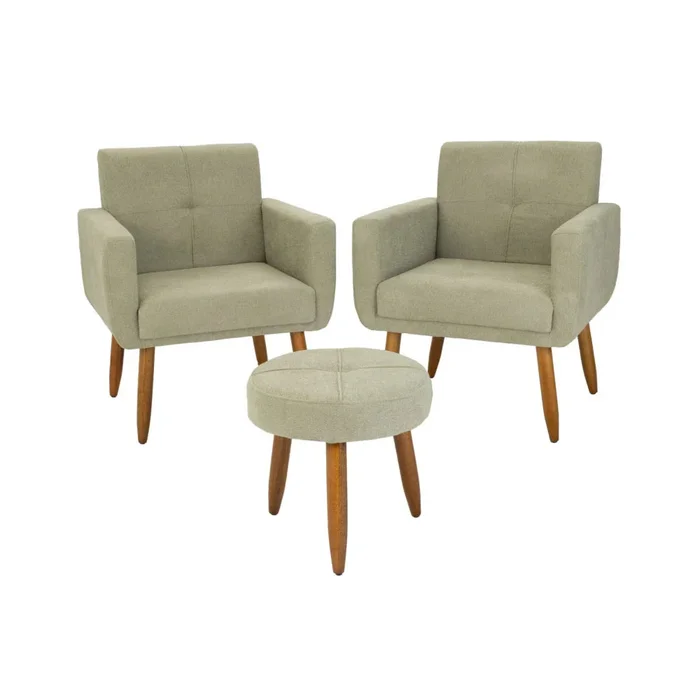 Kit 2 Poltrona + Puff Havana Verde en Verde oliva - Sillones y sofás, Uruguay | Ecowood