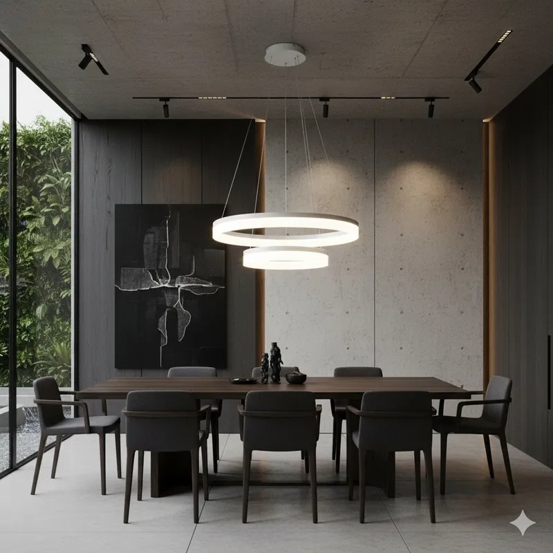 Colgante led 2 Fajas de anillos- 60W Dimerizable en Blanco - Lámparas colgantes, Uruguay | Iluminica