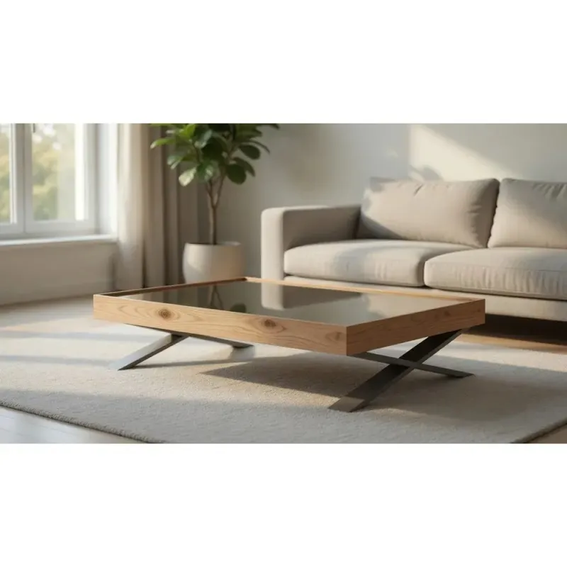 Mesa de centro con tapa de vidrio espejo - Mesas de living, Uruguay | Champagne Home