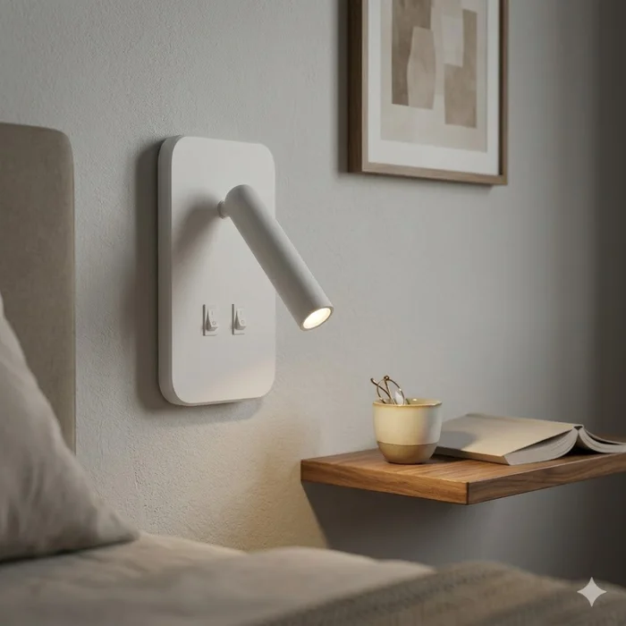 Portátil led de pared con SPOT móvil, DOBLE LUZ - BLANCA en Blanco - Lámparas de mesa, Uruguay | Iluminica, vista 3
