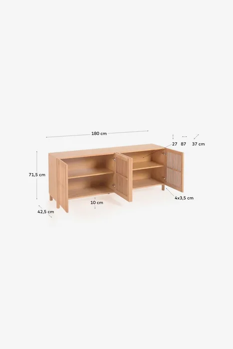 Aparador Beyla de madera maciza y chapa de roble 180 x 71,5 cm FSC 100 % en Madera natural - Aparadores y recibidores, Uruguay | Kavehome, vista 9