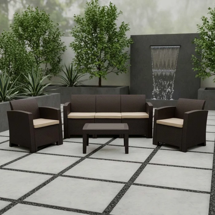 Set De Living Exterior Polipropileno Marron Tropea Ii en Marrón - Muebles para el exterior, Uruguay | Divino